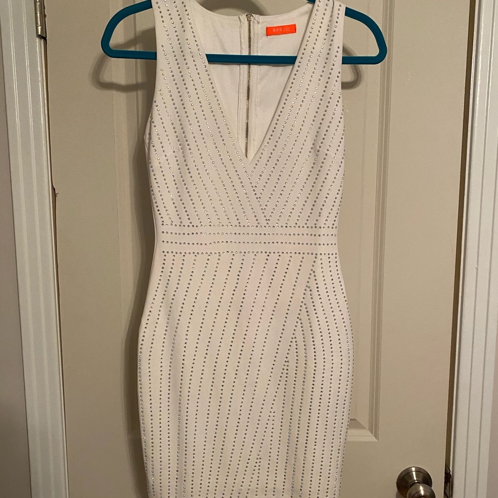 Women’s White with Rhinestone Bodycon Dress